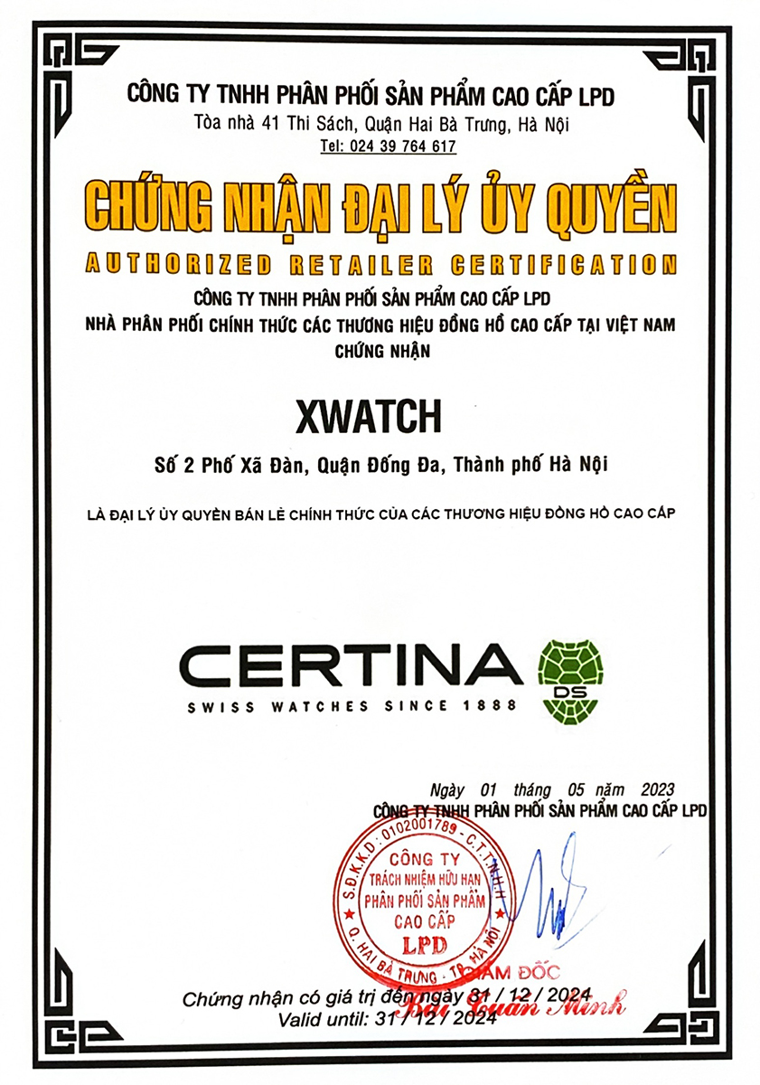 Giấy chứng nhận đại lý phân phối Certina